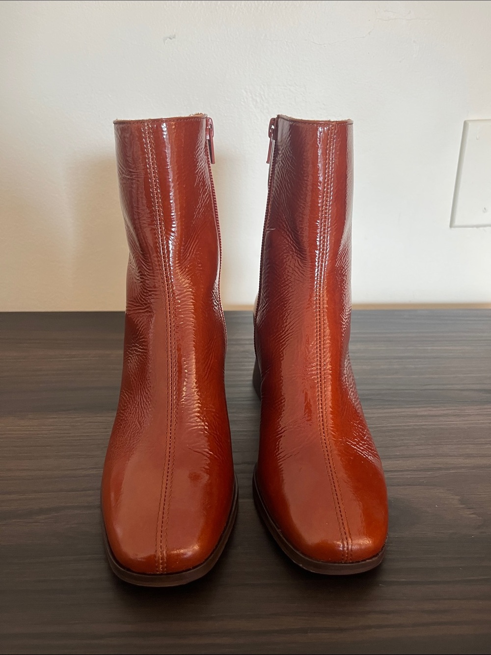Sézane Axelle Patent Camel Ankle Boots Sz 6 - Picture 7 of 15